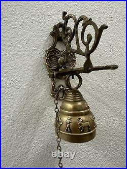 Vintage Brass Bell Monastery Wall Hanging Church Religious Knocker Religion