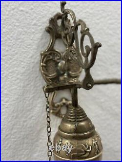 Vintage Brass Bell Monastery Wall Hanging Church Religious Knocker Religion