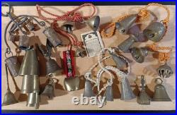 Vintage Brass Bells Bells of Sarna India inscribed designs Large Lot