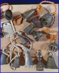 Vintage Brass Bells Bells of Sarna India inscribed designs Large Lot