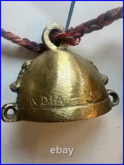 Vintage Brass Bells of Sarna India On Twisted Rope Set Of 10 Bells. 36 Long