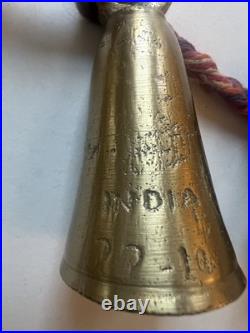 Vintage Brass Bells of Sarna India On Twisted Rope Set Of 10 Bells. 36 Long