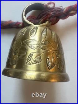 Vintage Brass Bells of Sarna India On Twisted Rope Set Of 10 Bells. 36 Long