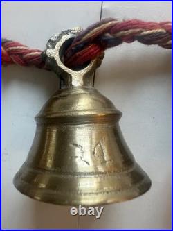 Vintage Brass Bells of Sarna India On Twisted Rope Set Of 10 Bells. 36 Long