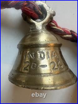 Vintage Brass Bells of Sarna India On Twisted Rope Set Of 10 Bells. 36 Long