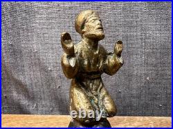 Vintage Brass/Bronze Hand Bell Kneeling Figure Prayer Spiritual Antique Unique
