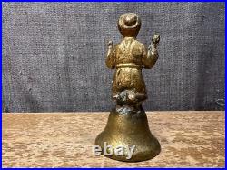 Vintage Brass/Bronze Hand Bell Kneeling Figure Prayer Spiritual Antique Unique