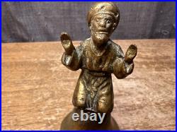 Vintage Brass/Bronze Hand Bell Kneeling Figure Prayer Spiritual Antique Unique
