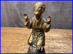 Vintage Brass/Bronze Hand Bell Kneeling Figure Prayer Spiritual Antique Unique