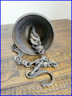 Vintage Brass / Bronze Tibet Buddhist Temple Bell With Chain & Elephant