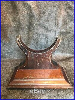 Vintage Brass Bulova Ships Bell Clock Withoriginal Key& Walnut Stand #686. Gremany
