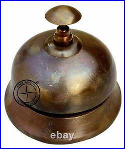 Vintage Brass Counter Bell Service Bell Ship Desk Bell Call Bell, Antique Finish