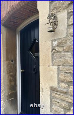 Vintage Brass Door Bell 3 with Ornate Wall Bracket Pub School SMALLER SIZED