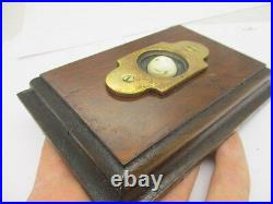 Vintage Brass Door Bell Porcelain with Wooden Surround Architectural Antique Old