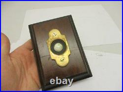 Vintage Brass Door Bell Porcelain with Wooden Surround Architectural Antique Old