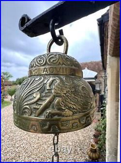 Vintage Brass Door Bell Pub Wall School Ornate