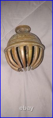 Vintage Brass Elephant Claw Bell Red Enameled Design India Antique 2 Tall Chime