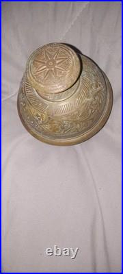 Vintage Brass Elephant Claw Bell Red Enameled Design India Antique 2 Tall Chime