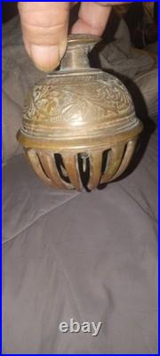 Vintage Brass Elephant Claw Bell Red Enameled Design India Antique 2 Tall Chime