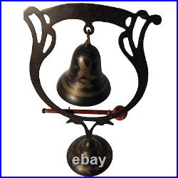 Vintage Brass Gong Bell with Decorative Stand and Wooden Striker Asian Design