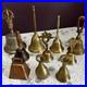 Vintage Brass Hand Bells Lot x10 Tibetan Buddhist Dorje Decorative Flower Ribbon