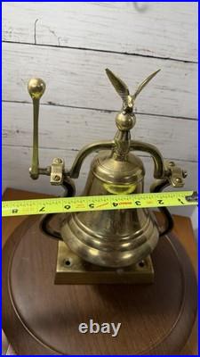 Vintage Brass Nautical Ship Bell /school Bell Eagle On Top Attached Wall Mount