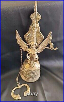 Vintage Brass Ornate Door Knocker & Bell With Vocem-Meam Audi Qui-Me-Tangit