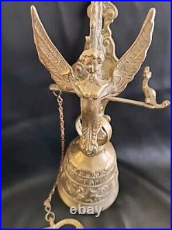 Vintage Brass Ornate Door Knocker & Bell With Vocem-Meam Audi Qui-Me-Tangit