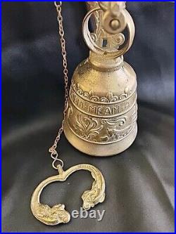 Vintage Brass Ornate Door Knocker & Bell With Vocem-Meam Audi Qui-Me-Tangit