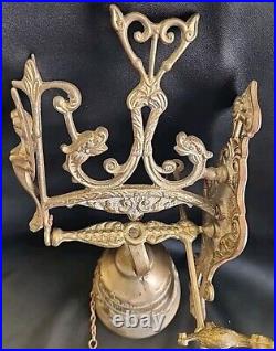 Vintage Brass Ornate Door Knocker & Bell With Vocem-Meam Audi Qui-Me-Tangit