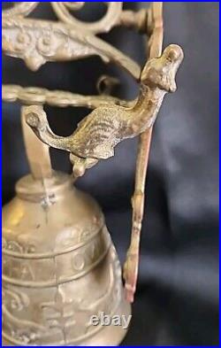 Vintage Brass Ornate Door Knocker & Bell With Vocem-Meam Audi Qui-Me-Tangit