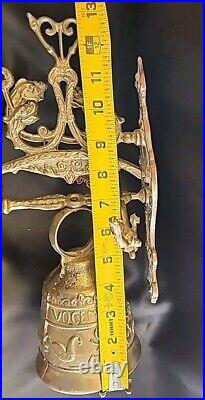 Vintage Brass Ornate Door Knocker & Bell With Vocem-Meam Audi Qui-Me-Tangit