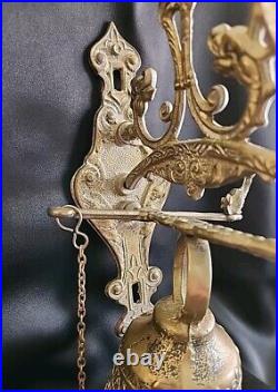Vintage Brass Ornate Door Knocker & Bell With Vocem-Meam Audi Qui-Me-Tangit
