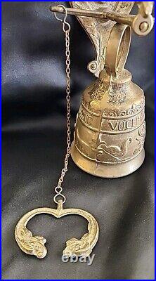 Vintage Brass Ornate Door Knocker & Bell With Vocem-Meam Audi Qui-Me-Tangit