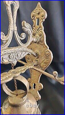 Vintage Brass Ornate Door Knocker & Bell With Vocem-Meam Audi Qui-Me-Tangit