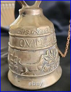 Vintage Brass Ornate Door Knocker & Bell With Vocem-Meam Audi Qui-Me-Tangit