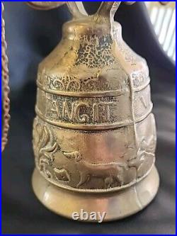 Vintage Brass Ornate Door Knocker & Bell With Vocem-Meam Audi Qui-Me-Tangit