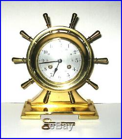 Vintage Brass Salem Ships Bell Clock 8-Day Jeweled movement