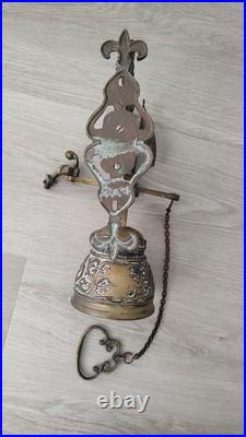 Vintage Brass Sculptures Arts Monastery Church Home Garden Wall Bell Deep Loud