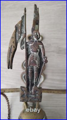 Vintage Brass Sculptures Arts Monastery Church Home Garden Wall Bell Deep Loud