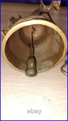 Vintage Brass Sculptures Arts Monastery Church Home Garden Wall Bell Deep Loud