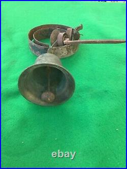 Vintage Brass Servants/shopkeepers Door Bell With Original Bracket And Spike