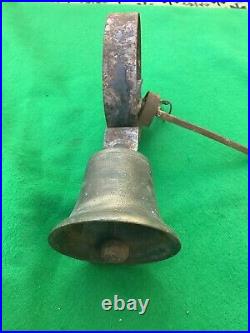 Vintage Brass Servants/shopkeepers Door Bell With Original Bracket And Spike