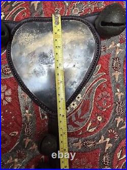 Vintage Brass Sleigh Bells 23 Crotal bells with brass heart On Leather Strap