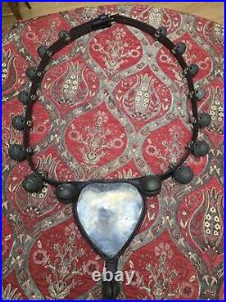 Vintage Brass Sleigh Bells 23 Crotal bells with brass heart On Leather Strap