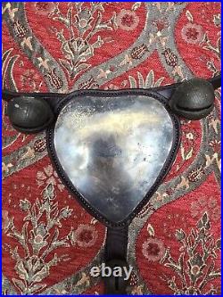 Vintage Brass Sleigh Bells 23 Crotal bells with brass heart On Leather Strap