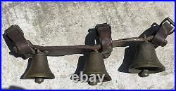 Vintage Brass Sleigh Bells Graduated Shaft Bells Antique