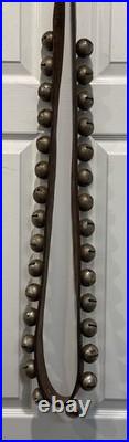 Vintage Brass Sleigh Bells On Aleather Strap Used On Horses
