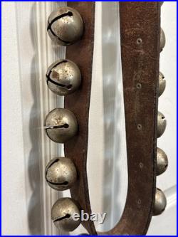 Vintage Brass Sleigh Bells On Aleather Strap Used On Horses
