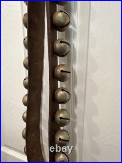 Vintage Brass Sleigh Bells On Aleather Strap Used On Horses